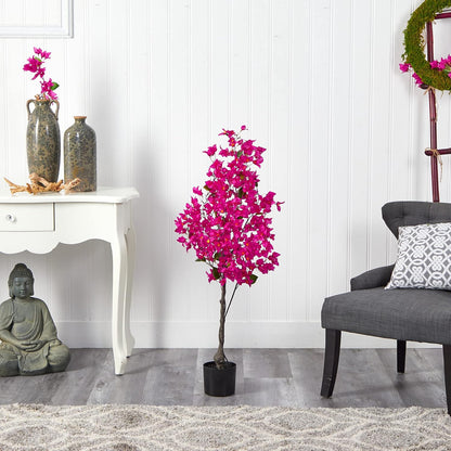 4ft. Bougainvillea Artificial Tree, Pink, 19 in. W x 9 in. D x 48 in. H