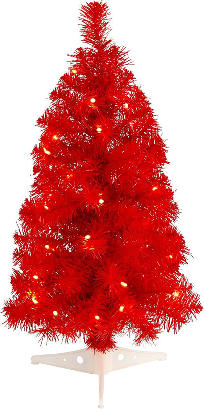 2ft. Red Artificial Christmas Tree with 35 LED Lights and 72 Bendable Branches