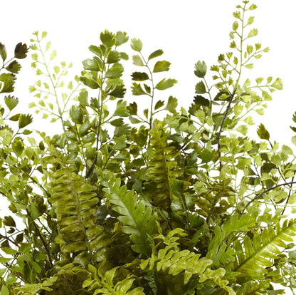 Mixed Fern with Twig and Moss Basket