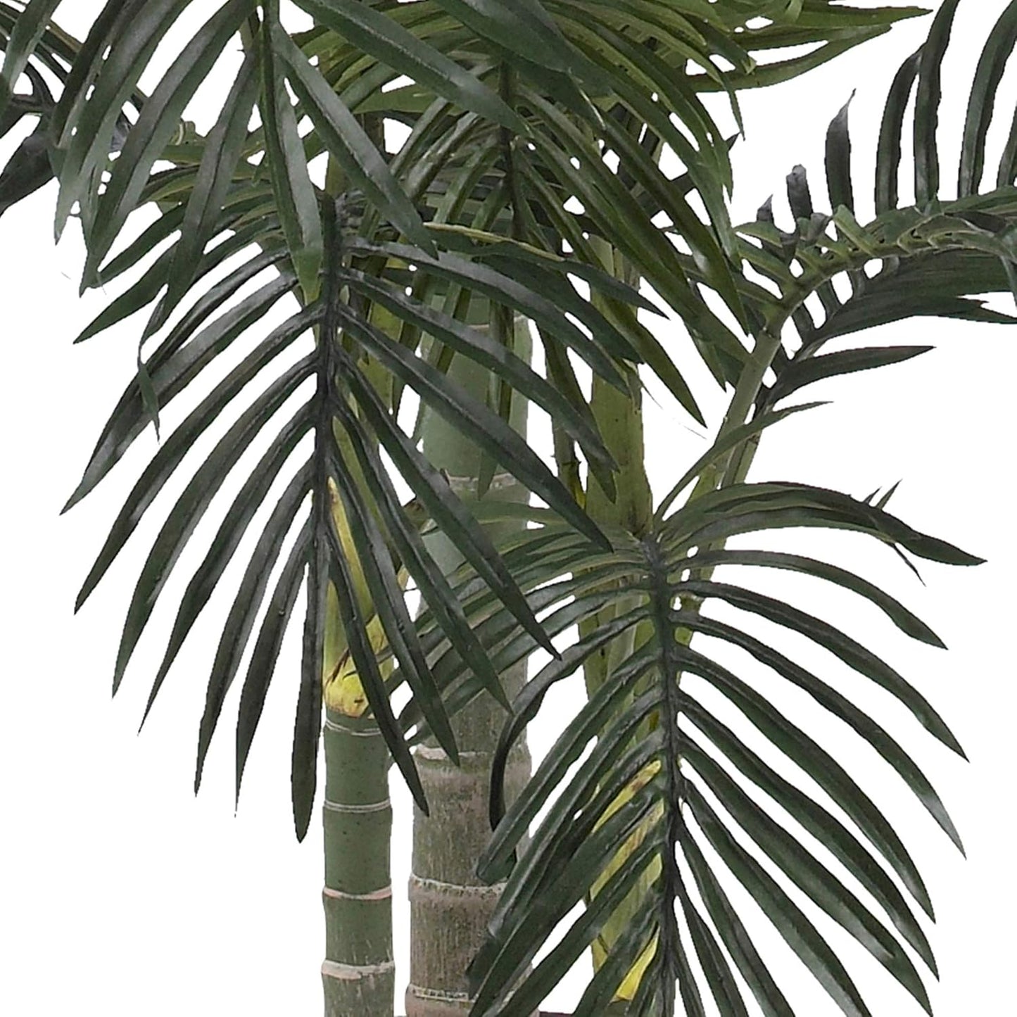 Nearly Natural 6.5FT Artificial Golden Cane Palm Tree, Fake Palm Tree with Three Realistic Trunks and 333 Lifelike Palm Leaves, Faux Palm Plant for In
