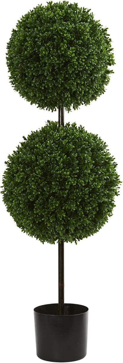 3.5ft. Boxwood Double Ball Artificial Topiary Tree UV Resistant (Indoor/Outdoor)