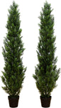 6ft UV Resistant Artificial Cedar Topiary Trees - Set of 2, Cone Shaped, Maintenance-Free, Perfect for Indoor and Outdoor Decor