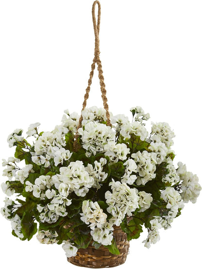 Geranium Hanging Basket Artificial Plant UV Resistant (Indoor/Outdoor)
