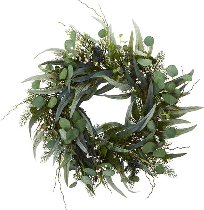 24 in. Eucalyptus and Mixed Greens Artificial Wreaths