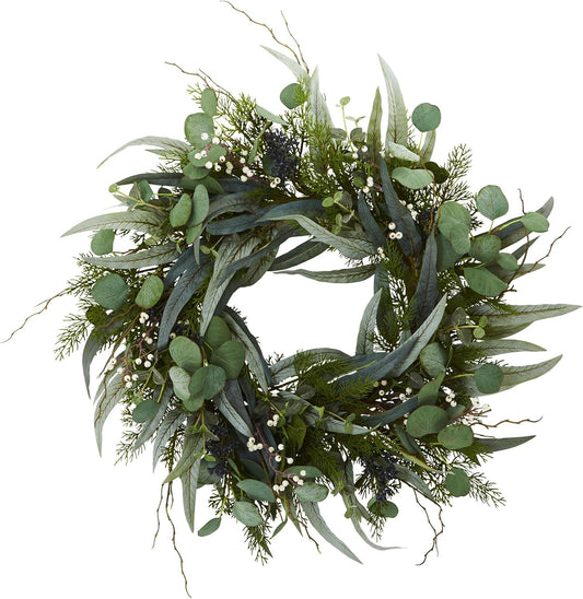 24 in. Eucalyptus and Mixed Greens Artificial Wreaths