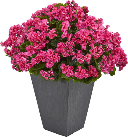 Geranium Artificial Plant in Slate Planter UV Resistant (Indoor/Outdoor) No50
