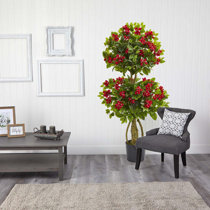 4ft. Double Bougainvillea Artificial Topiary Tree