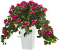 Bougainvillea Artificial Plant in White Tower Planter No50