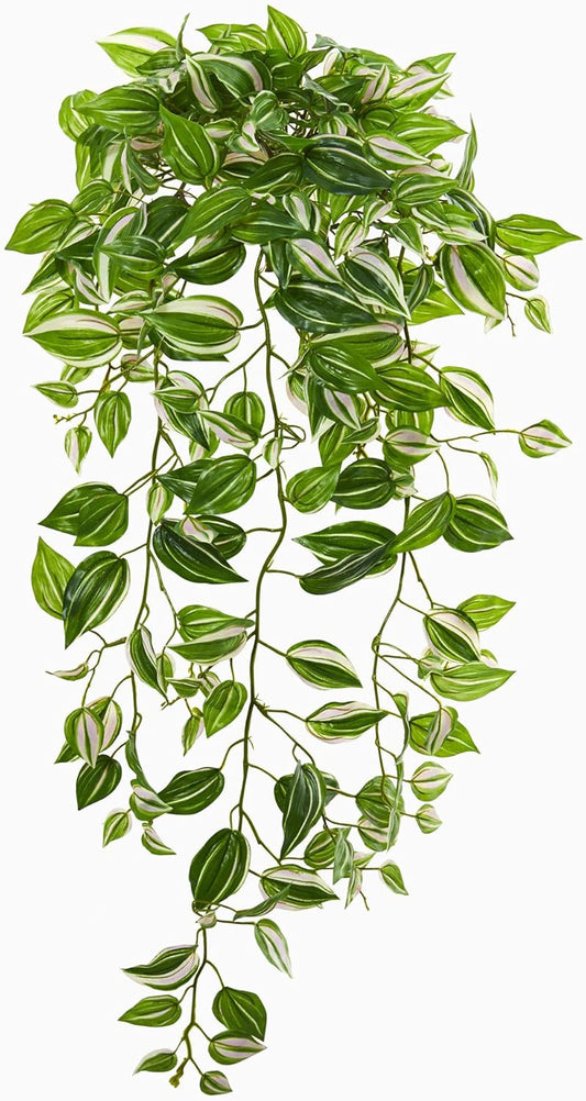 32in. Purple Heart Evergreen Hanging Artificial Plant (Set of 2) (Real Touch)
