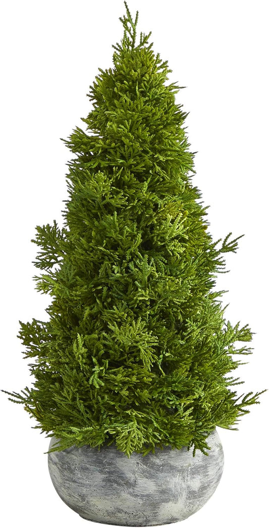 18in. Cypress Cone Artificial Tree in Decorative Planter