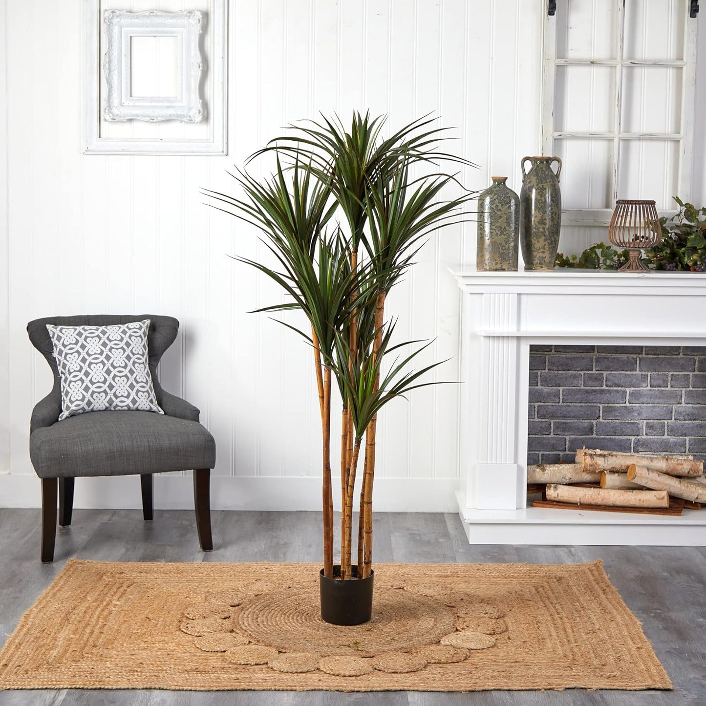 5.5’ Giant Yucca Artificial UV Resistant Silk Trees Green, 66 in. h x 25 in. w x 18 in. d