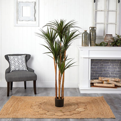 5.5’ Giant Yucca Artificial UV Resistant Silk Trees Green, 66 in. h x 25 in. w x 18 in. d