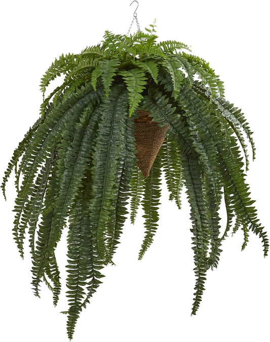50in. Giant Boston Fern Artificial Plant in Hanging Cone