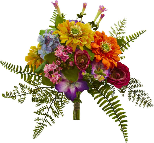 13in. Mixed Flowers Artificial Bush (Set of 2)