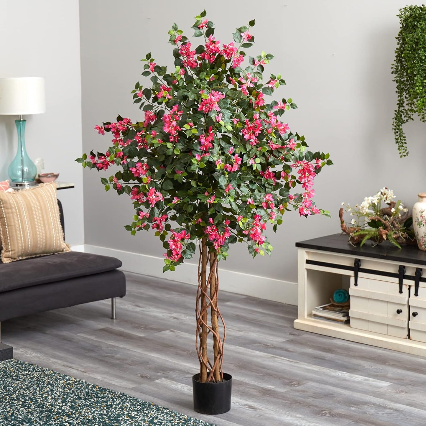 5.5’ Bougainvillea Tree Artificial Plant, Pink