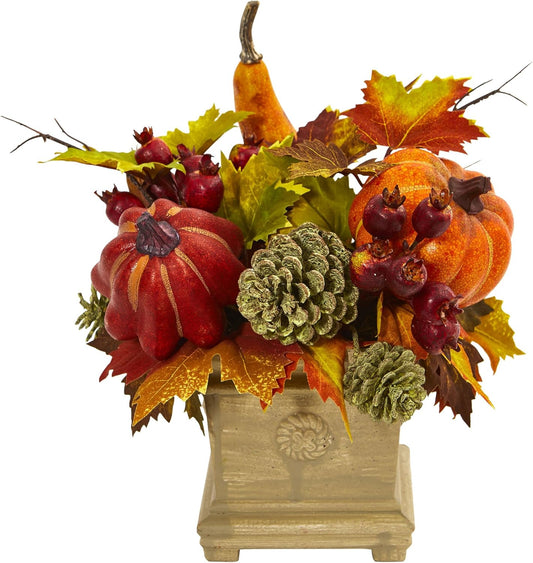 Pumpkin, Gourd, Berry and Maple Leaf Artificial Arrangement