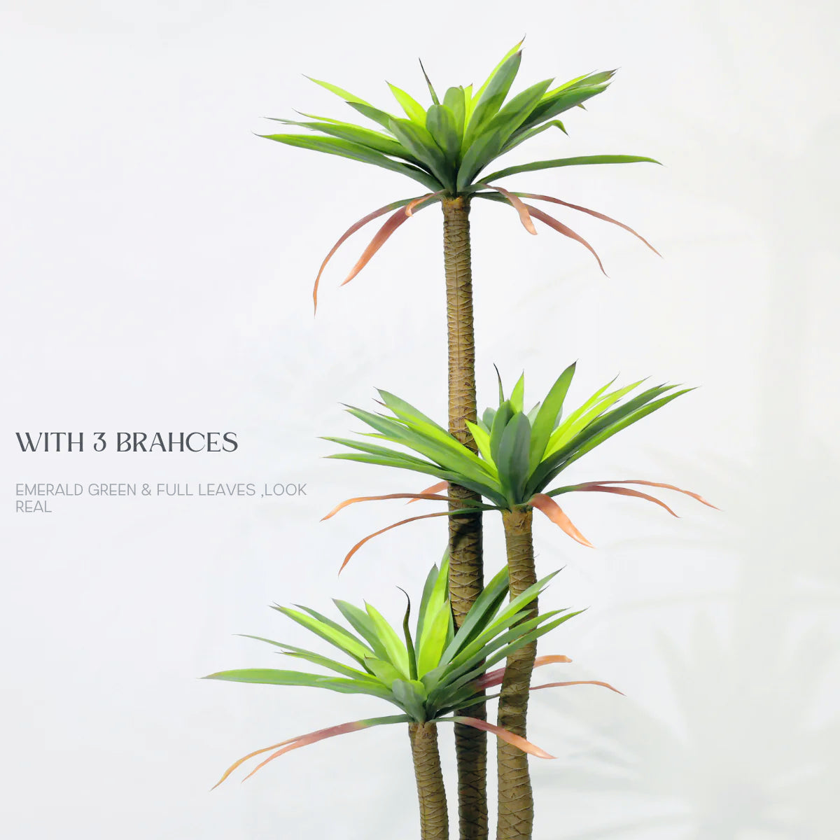 Pianta di Drago Artificiale (Corn Plant) 180cm con 3 Tronchi, Pianta Finta Tropicale in Vaso per Decorazione Ufficio e Casa Natale