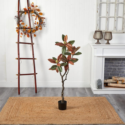 4ft. Fall Magnolia Artificial Tree, Brown, Plastic, Iron Wire, Fabric