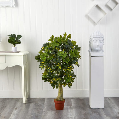 4ft. Schefflera (Real Touch) Silk Tree, Green
