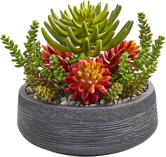 12in. Succulent Garden Artificial Plant in Bowl