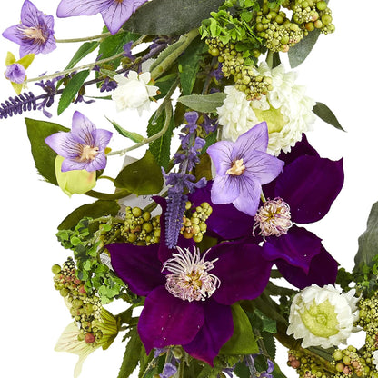 22-in. Mixed Flower Artificial Wreaths Purple