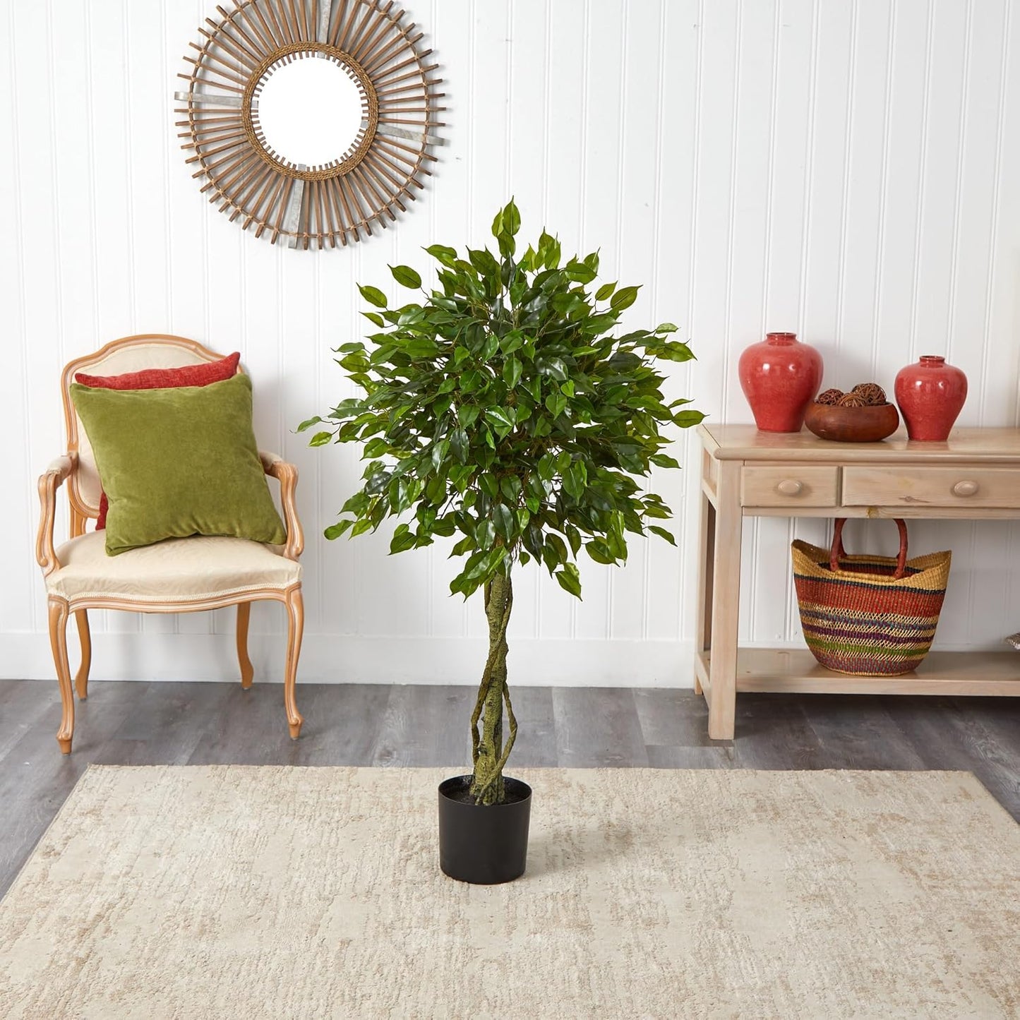 4ft. Ficus Artificial Topiary Tree, UV Resistant (Indoor/Outdoor)