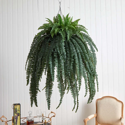 50in. Giant Boston Fern Artificial Plant in Hanging Cone