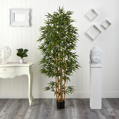 75-in Artificial Bamboo Tree, Fake Bamboo Plants with 7 Natural Trunks, 6.25-ft Tall Faux Plants for Indoor Home Decor with 1440 Realis