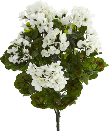 Geranium Artificial Bush, UV Resistant, Set of 3 (Indoor/Outdoor), Red,15"Dx15"Wx19"H No50