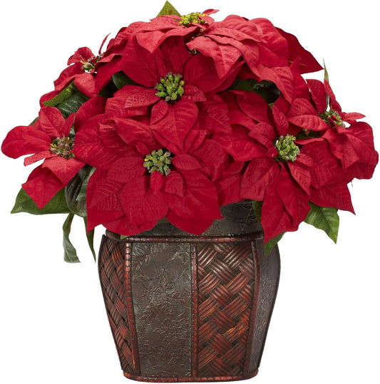 Poinsettia with Decorative Vase Silk Arrangement No50