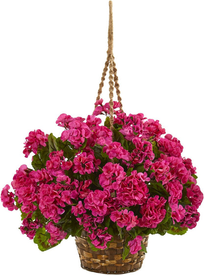 Geranium Hanging Basket Artificial Plant UV Resistant (Indoor/Outdoor)