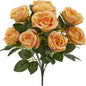 14” Rose Bush Artificial (Set of 6) Silk Flowers, Pink No50