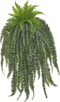 58-in Artificial Boston Fern, Large Hanging Fake Plant Wall Decor with 59 Fronds, Faux Fern Vines that Look Real for Home and Office De