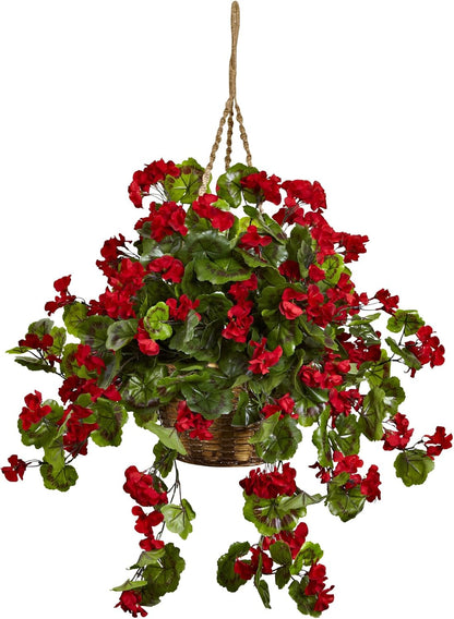 6857-RD Geranium Hanging Basket UV Resistant, Red,10.125'' x 29'' x 10.125''