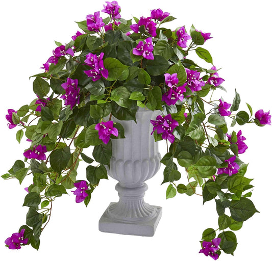 Bougainvillea Artificial Decorative Urn Silk Plants, Purple