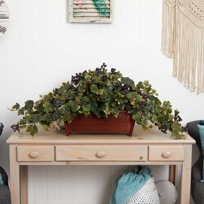 Grape Leaf Artificial Decorative Planter Silk Plants, Green