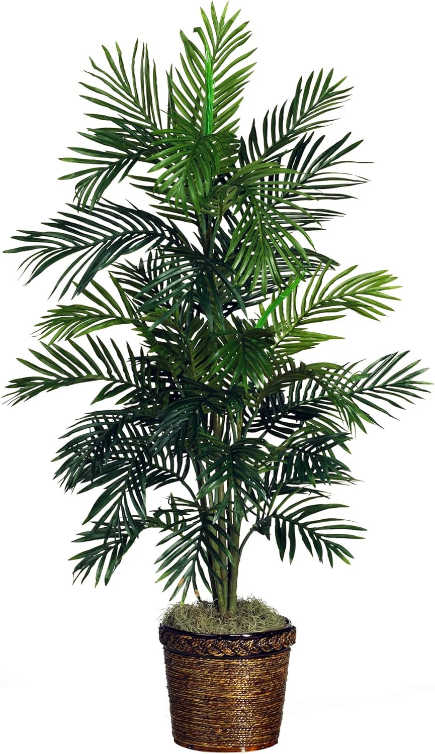 5263-0308 56in. Areca Palm Silk Tree with Basket, Green,30" x 32" x 56"