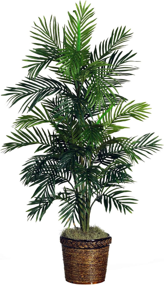 5263-0308 56in. Areca Palm Silk Tree with Basket, Green,30" x 32" x 56"