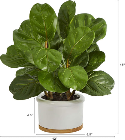 15in. Fiddle Leaf Artificial Tree in White Planter