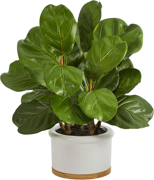 15in. Fiddle Leaf Artificial Tree in White Planter