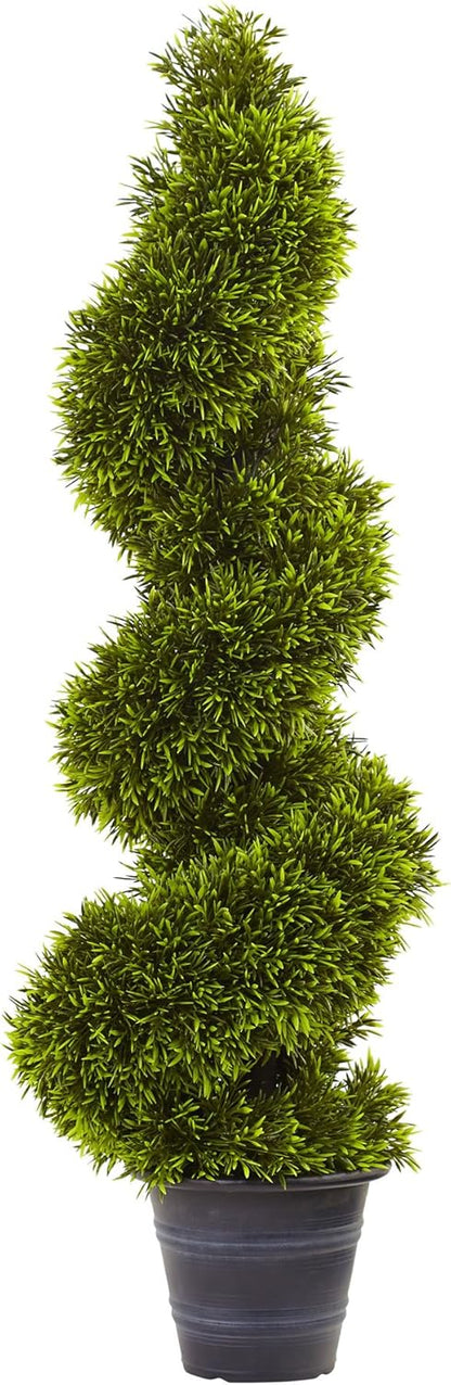 3ft. Grass Spiral Topiary with Deco Planter, Green
