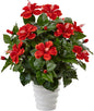 Hibiscus Artificial Flowering Plant in Swirl Planter