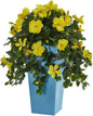 Hibiscus Artificial Plant in White Tower Planter No50