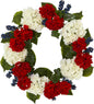 21 in. Geranium and Blue Berry Artificial Wreaths Multi