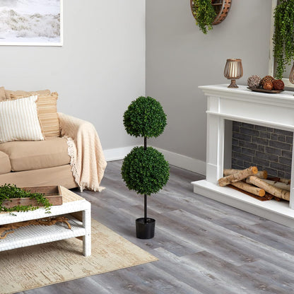 3.5ft. Boxwood Double Ball Artificial Topiary Tree UV Resistant (Indoor/Outdoor)