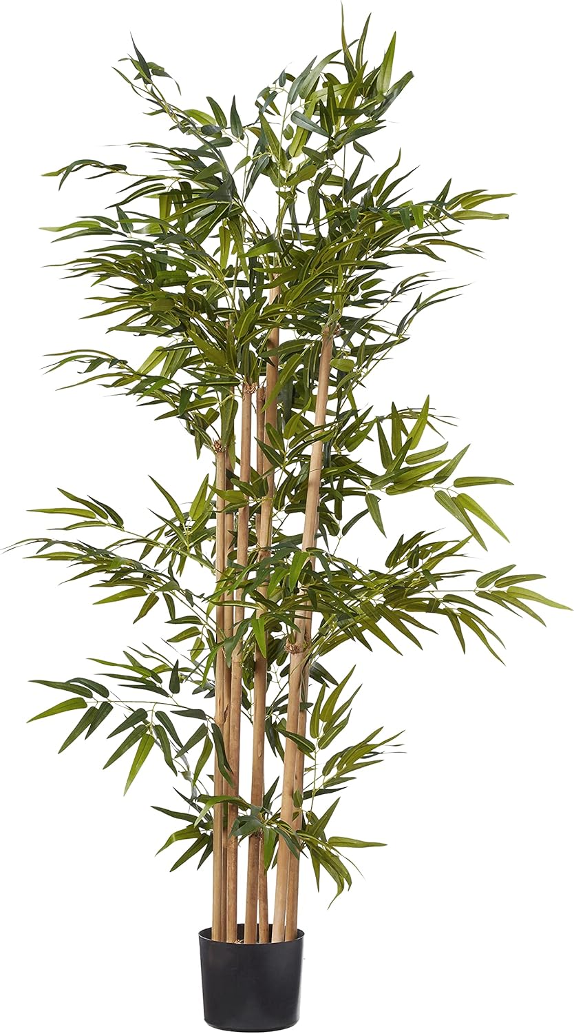 64-in Artificial Bamboo Tree, Fake Bamboo Plants with 7 Natural Trunks, 5.3-ft Tall Faux Plants for Indoor Home Decor with 1040 Realist