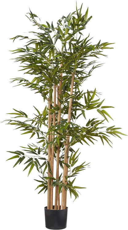 64-in Artificial Bamboo Tree, Fake Bamboo Plants with 7 Natural Trunks, 5.3-ft Tall Faux Plants for Indoor Home Decor with 1040 Realist