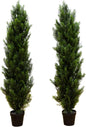 4ft Cedar Topiary Artificial Trees, UV Resistant, Indoor/Outdoor Decor, Set of 2, Wear-Resistant, Realistic Design, No Maintenance Requ
