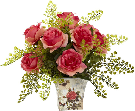 Rose & Maiden Hair with Floral Planter No50