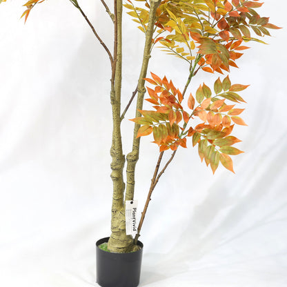 210cm Faux Tree Red Leaf Double Branch Artificial Sumac Plant